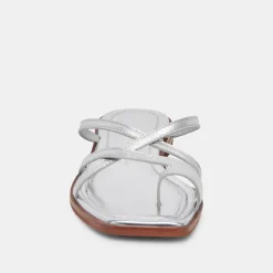 INDIGO SANDALS SILVER DISTRESSED LEATHER