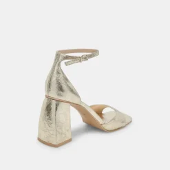 JANEY HEELS PLATINUM DISTRESSED LEATHER