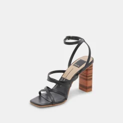 JENKO HEELS BLACK LEATHER