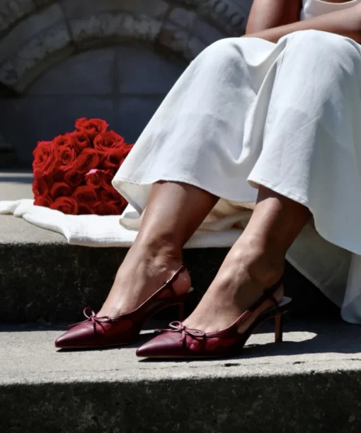 KANDI HEELS MAROON MESH