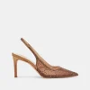 KAYE CRYSTAL HEELS MID BROWN MESH