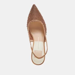 KAYE CRYSTAL HEELS MID BROWN MESH