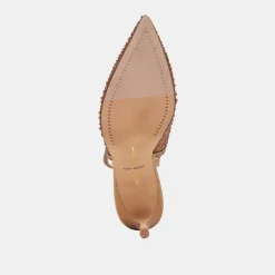 KAYE CRYSTAL HEELS MID BROWN MESH