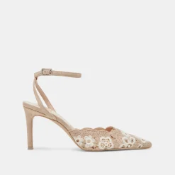 KENEDY HEELS TAUPE MULTI CROCHET