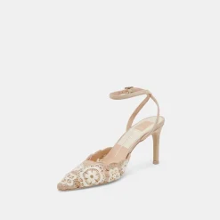KENEDY HEELS TAUPE MULTI CROCHET