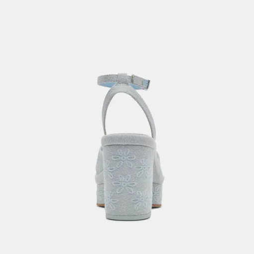 LAISHA HEELS LIGHT BLUE FLORAL EYELET