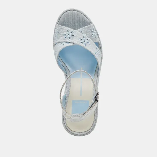 LAISHA HEELS LIGHT BLUE FLORAL EYELET