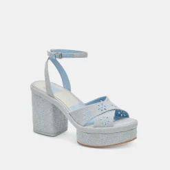 LAISHA HEELS LIGHT BLUE FLORAL EYELET