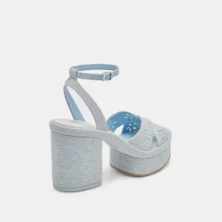 LAISHA HEELS LIGHT BLUE FLORAL EYELET