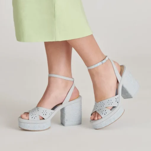 LAISHA HEELS LIGHT BLUE FLORAL EYELET