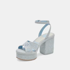LAISHA HEELS LIGHT BLUE FLORAL EYELET