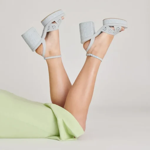 LAISHA HEELS LIGHT BLUE FLORAL EYELET