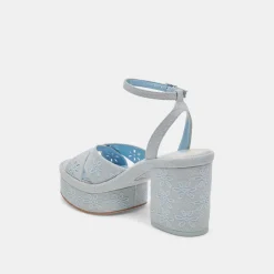 LAISHA HEELS LIGHT BLUE FLORAL EYELET