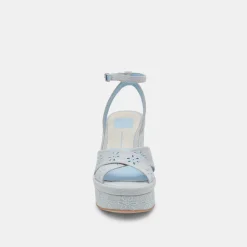 LAISHA HEELS LIGHT BLUE FLORAL EYELET