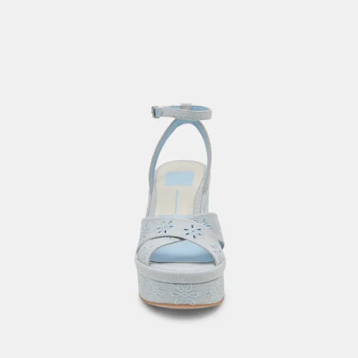 LAISHA HEELS LIGHT BLUE FLORAL EYELET