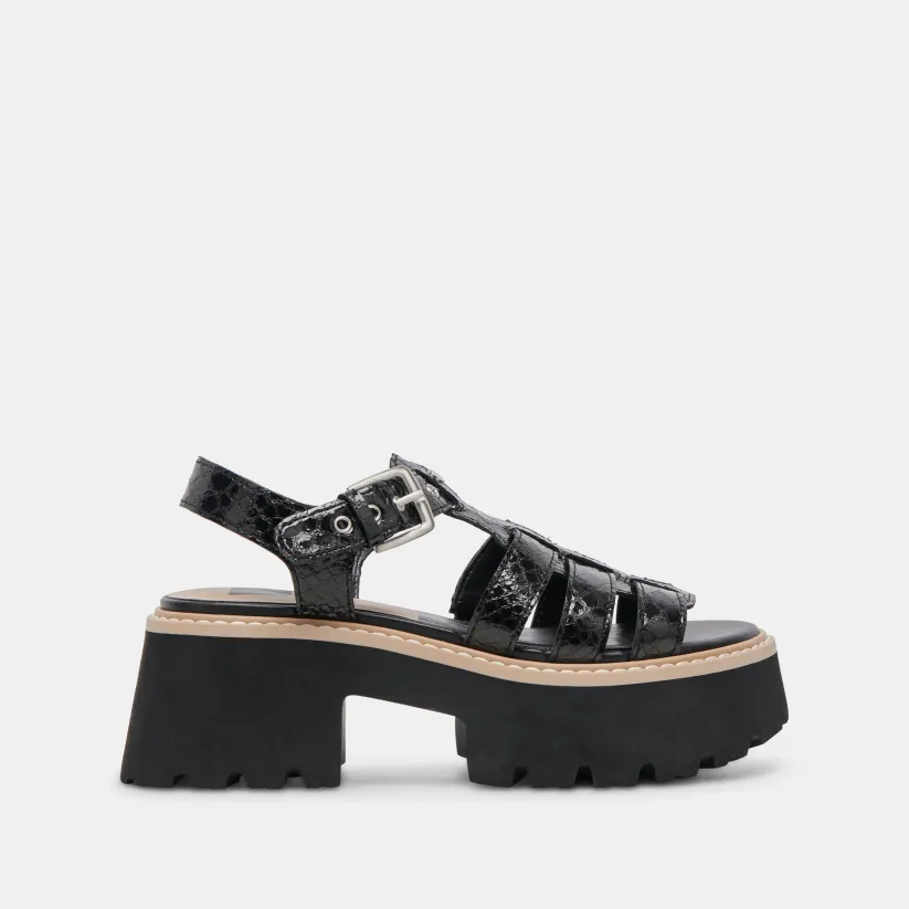 LATICE SANDALS MIDNIGHT EMBOSSED LEATHER