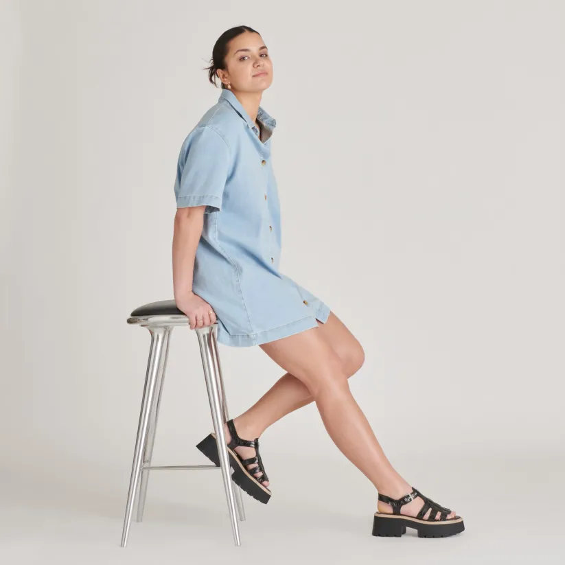 LATICE SANDALS MIDNIGHT EMBOSSED LEATHER