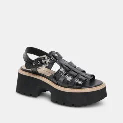 LATICE SANDALS MIDNIGHT EMBOSSED LEATHER