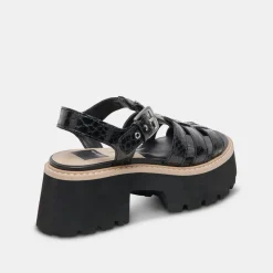 LATICE SANDALS MIDNIGHT EMBOSSED LEATHER