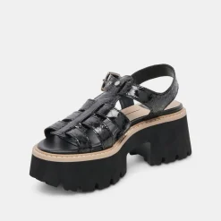 LATICE SANDALS MIDNIGHT EMBOSSED LEATHER