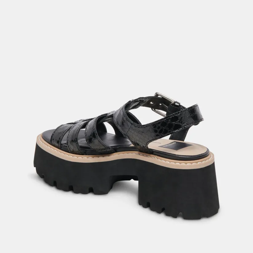 LATICE SANDALS MIDNIGHT EMBOSSED LEATHER