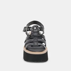 LATICE SANDALS MIDNIGHT EMBOSSED LEATHER