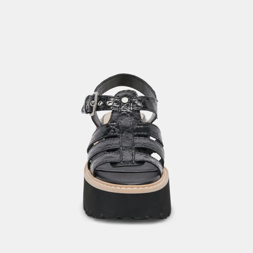 LATICE SANDALS MIDNIGHT EMBOSSED LEATHER