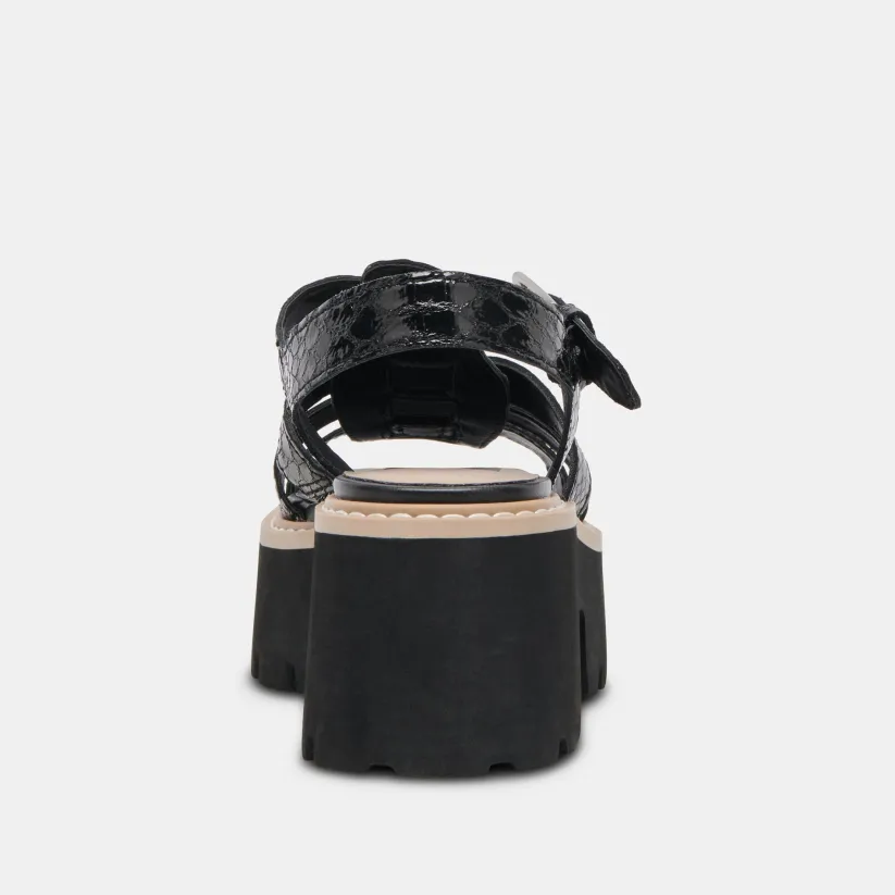 LATICE SANDALS MIDNIGHT EMBOSSED LEATHER