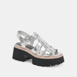 LATICE SANDALS SILVER DISTRESSED LEATHER