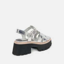 LATICE SANDALS SILVER DISTRESSED LEATHER