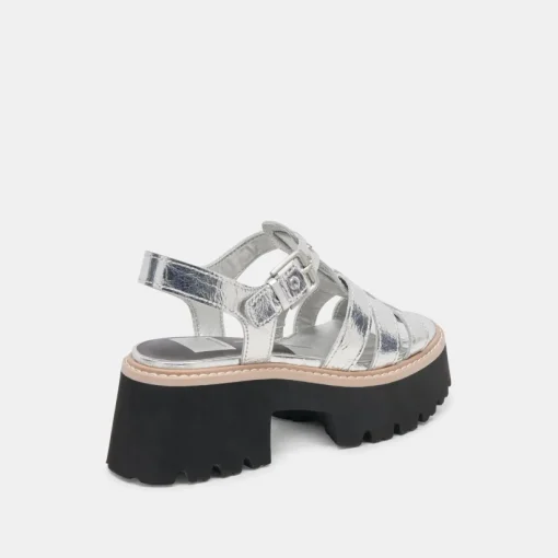 LATICE SANDALS SILVER DISTRESSED LEATHER