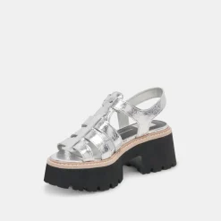 LATICE SANDALS SILVER DISTRESSED LEATHER