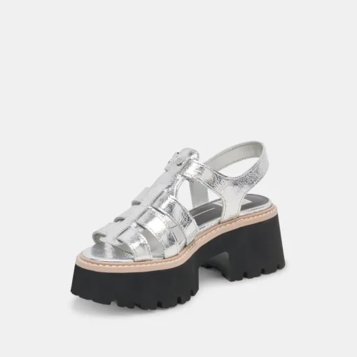 LATICE SANDALS SILVER DISTRESSED LEATHER