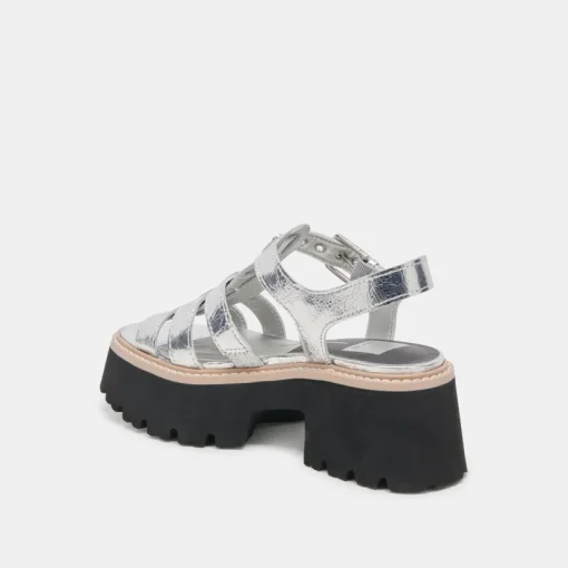 LATICE SANDALS SILVER DISTRESSED LEATHER