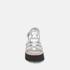 LATICE SANDALS SILVER DISTRESSED LEATHER