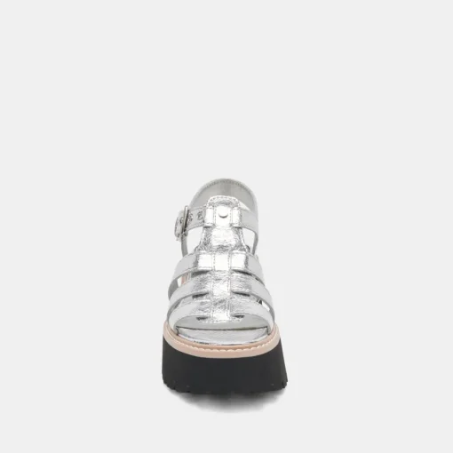 LATICE SANDALS SILVER DISTRESSED LEATHER