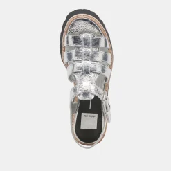 LATICE SANDALS SILVER DISTRESSED LEATHER
