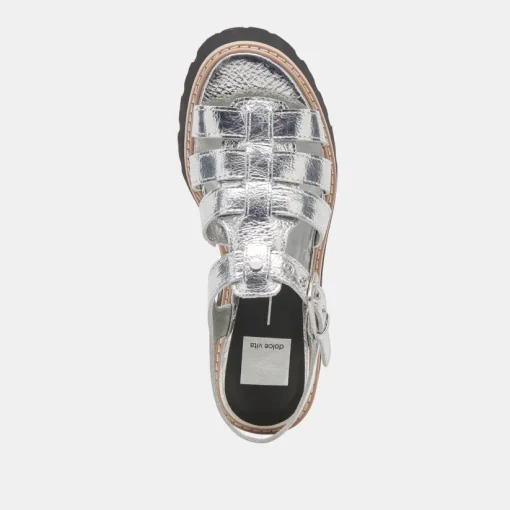 LATICE SANDALS SILVER DISTRESSED LEATHER