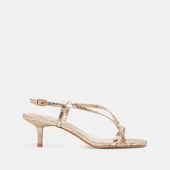 LAURY HEELS CHAMPAGNE EMBOSSED LEATHER
