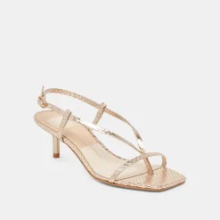 LAURY HEELS CHAMPAGNE EMBOSSED LEATHER