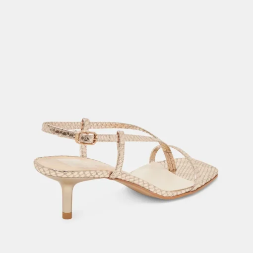 LAURY HEELS CHAMPAGNE EMBOSSED LEATHER
