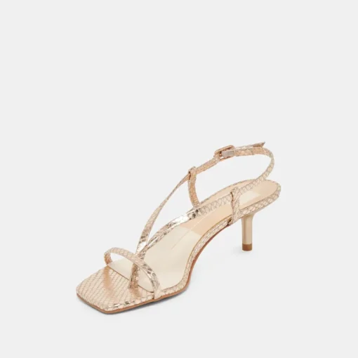 LAURY HEELS CHAMPAGNE EMBOSSED LEATHER