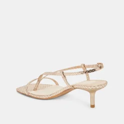 LAURY HEELS CHAMPAGNE EMBOSSED LEATHER