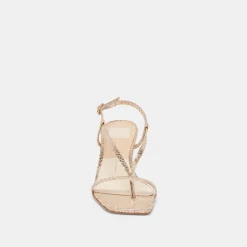 LAURY HEELS CHAMPAGNE EMBOSSED LEATHER