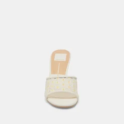 LAVENA FLORAL HEELS WHITE YELLOW FLORAL MESH