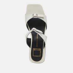 LAVERN SANDALS OFF WHITE CRINKLE PATENT