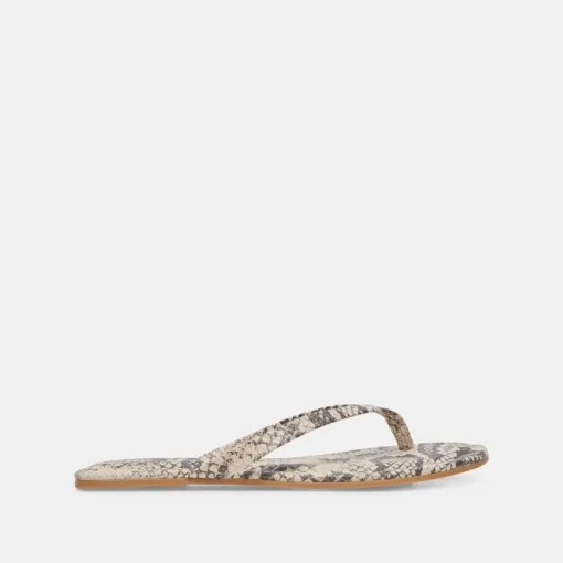 LAYNEY SANDALS BLACK WHITE EMBOSSED SNAKE