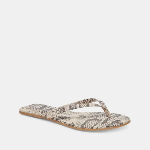 LAYNEY SANDALS BLACK WHITE EMBOSSED SNAKE