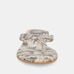 LAYNEY SANDALS BLACK WHITE EMBOSSED SNAKE