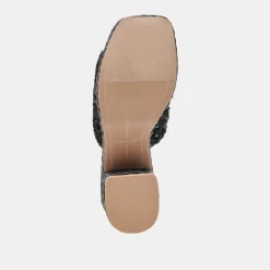 LISHA HEELS ONYX RAFFIA